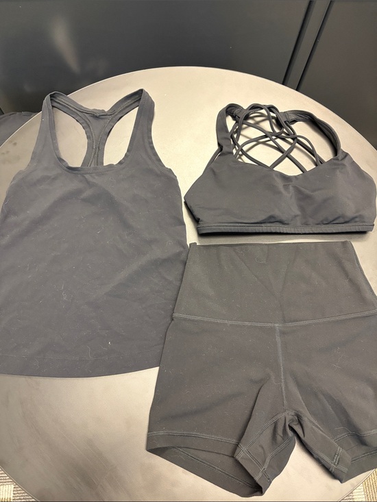 lululemon athletica Other - lululemon athletica Black Strappy Sports Bra, Racerback Tank & High-Waist Shorts